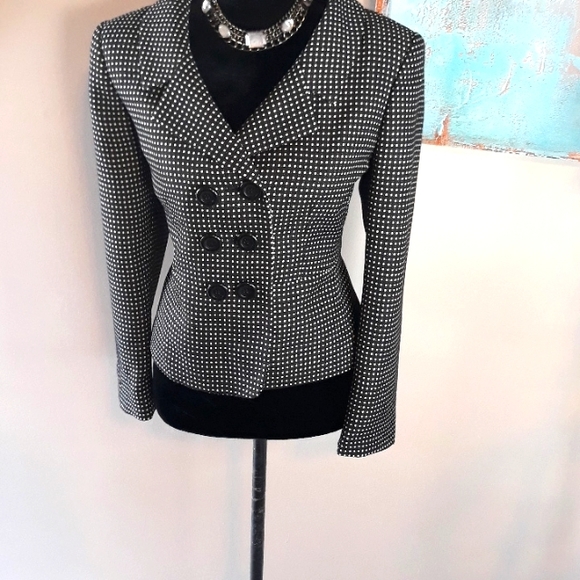 Le Suit Black / White Print Blazer/ Jacket Size 14P - Picture 8 of 11